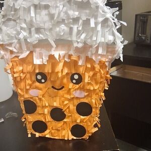 Orange and White Ice Cream Cone Piñata